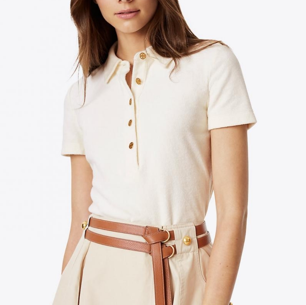 Tory Burch Pink Terry Cloth Polo Shirt